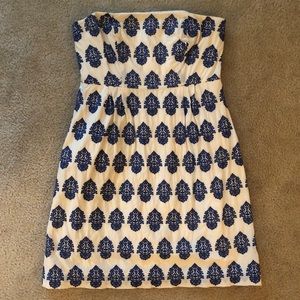Strapless embroidered and lined cotton sundress